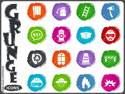 Fire brigade icons set