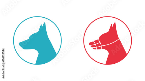 Silhouette of a dog head with muzzle, icon photo