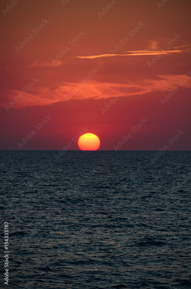 Sunset at sea. Beautiful nature.
