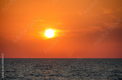 Sunset at sea. Beautiful nature. © tesphoto