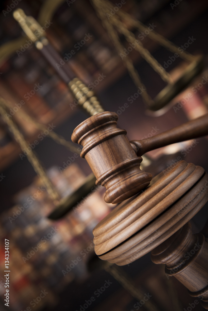 Courtroom, Law theme, mallet of the justice Courtroom, Law theme, mallet of the justice