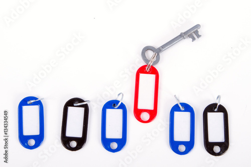 choice of leader red keychain with a key