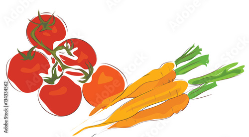 Bunch of Carrots and Tomatoes. Delicious Vegetables