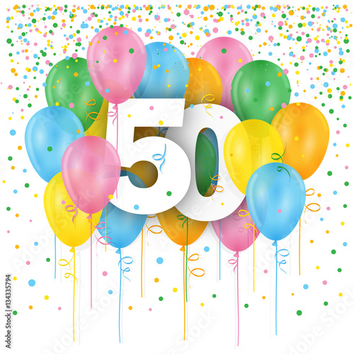HAPPY 80th BIRTHDAY / ANNIVERSARY card with bunch of multicoloured balloons