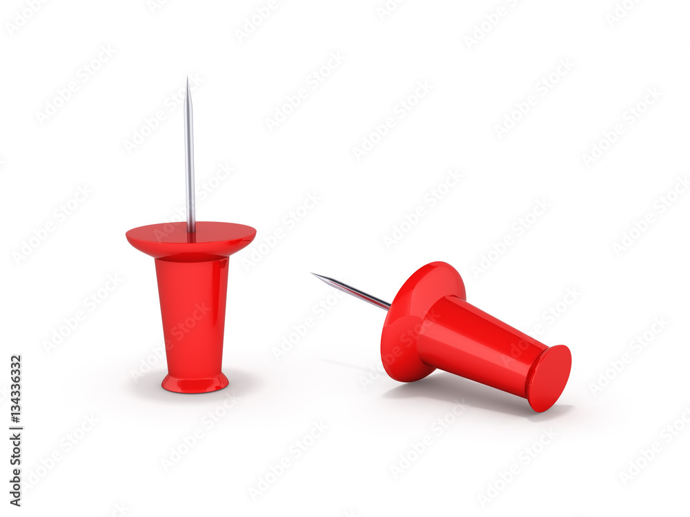 Red pins on white background 3d Red pins on white background 3d