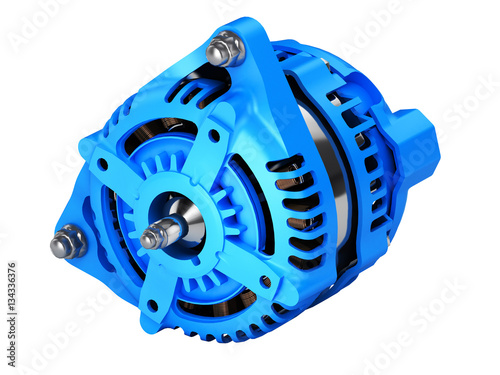 Car alternator without shadow on a white background 3D