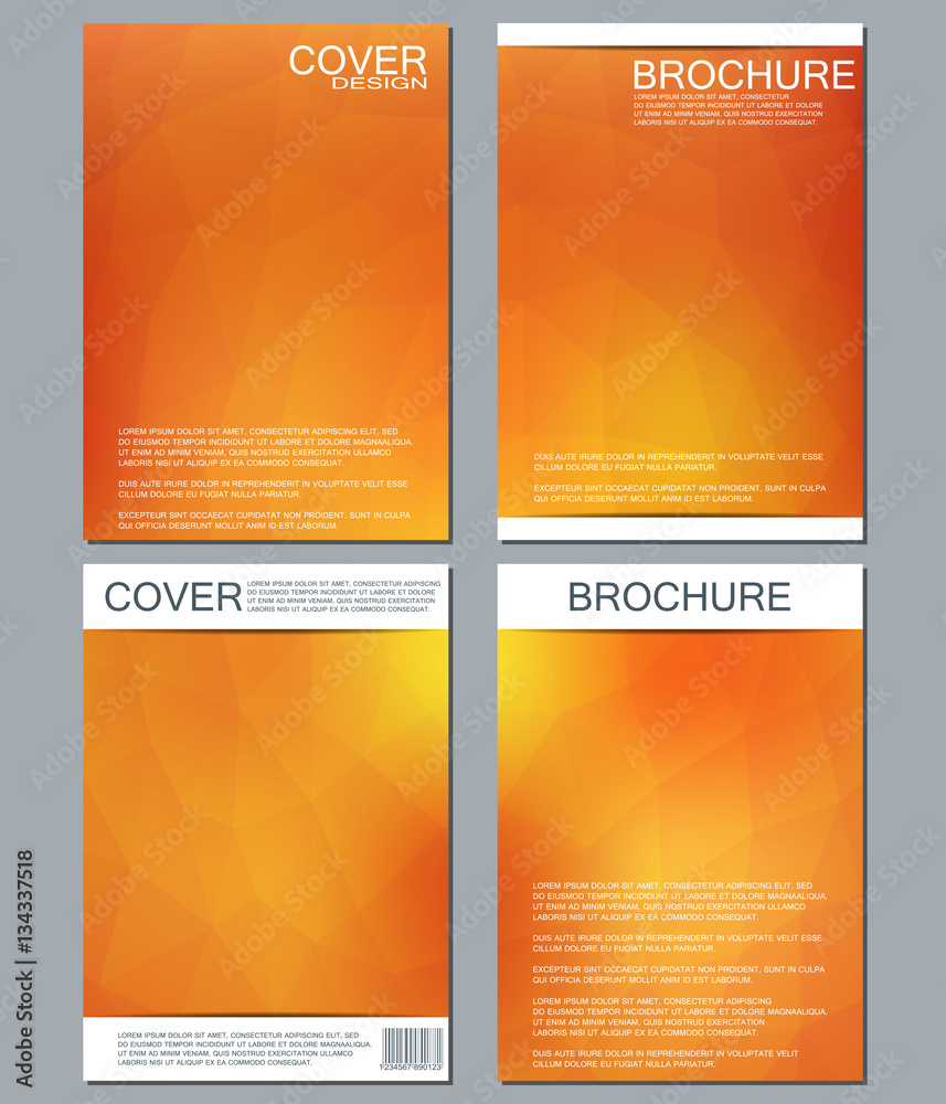 Fototapeta premium Vector brochure template, flyer, cover magazine in A4 size. Business abstract background with triangles.