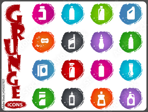 Household chemicals icons set