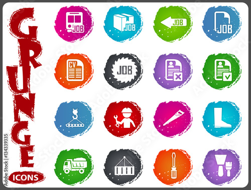 Job search icons set in grunge style