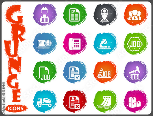 Job search icons set in grunge style