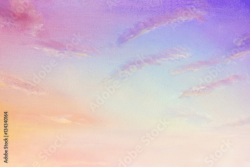 beautiful sky at the dawn  oil on canvas  painting detail.