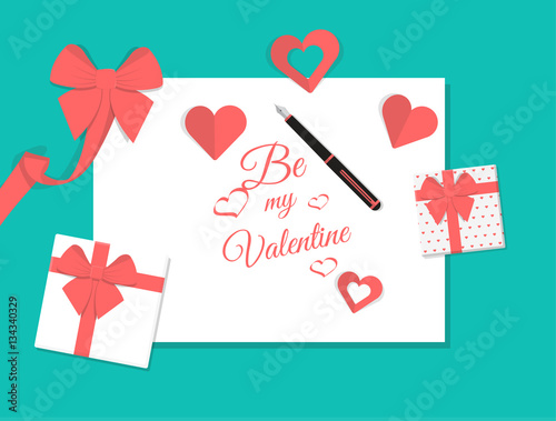 Vector Top View of Valentine's Day Elements 