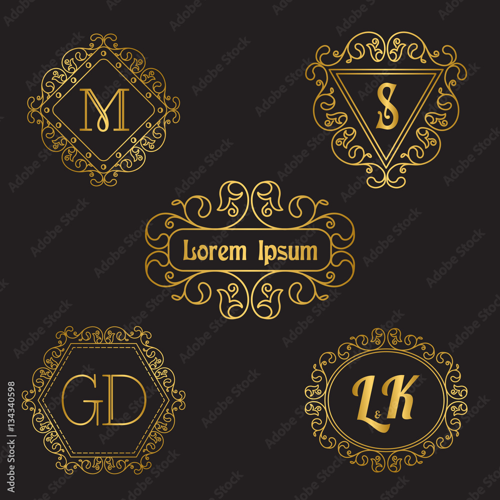 Simple and elegant  line art floral monograms and vignettes.