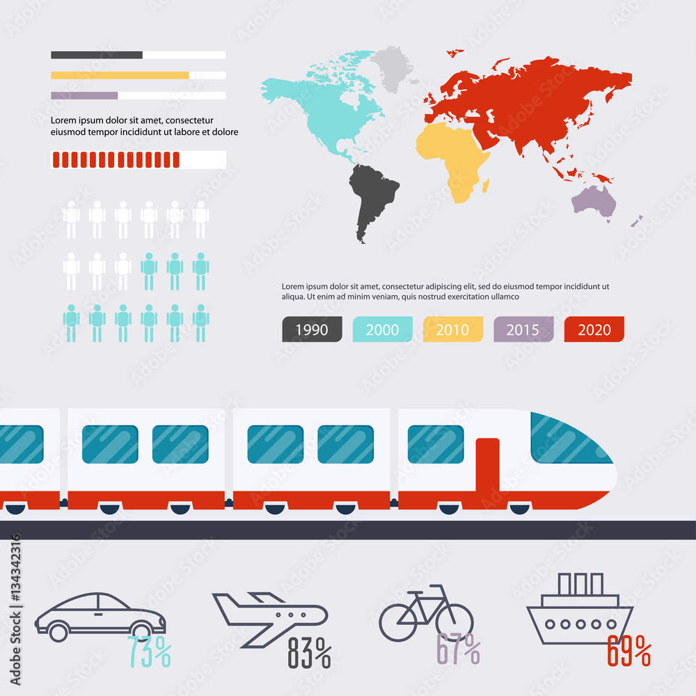 Transportation infographic. Flat design modern vector illustrati