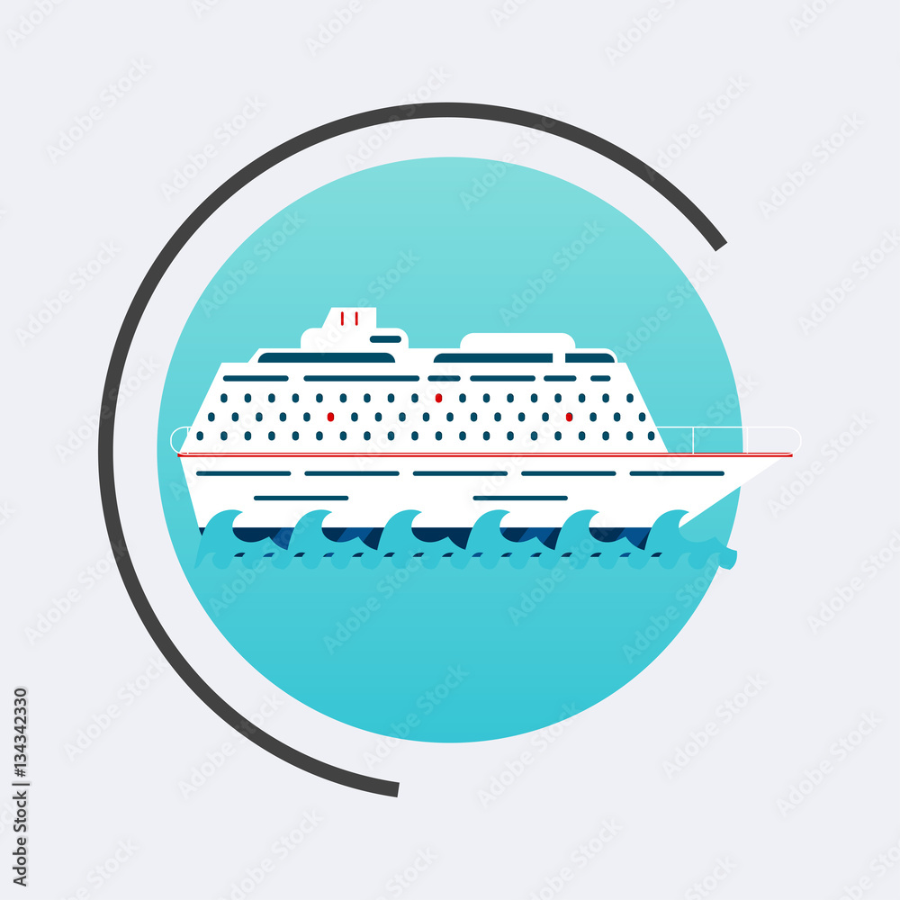 Cruise Ship icon. Vector travel concept background. Flat design