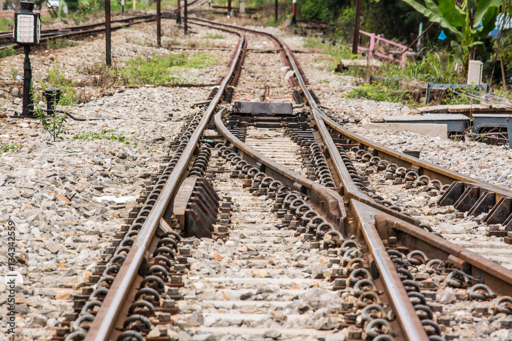 The track on a railway or railroad is the structure consisting of the rails, fasteners, railroad ties and ballast, plus the underlying subgrade.