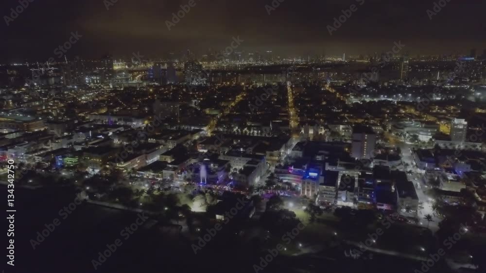 South Beach Miami Ocean Drive Night Clubs Aerial Panorama South Beach Miami Ocean Drive Night Clubs Aerial Panorama