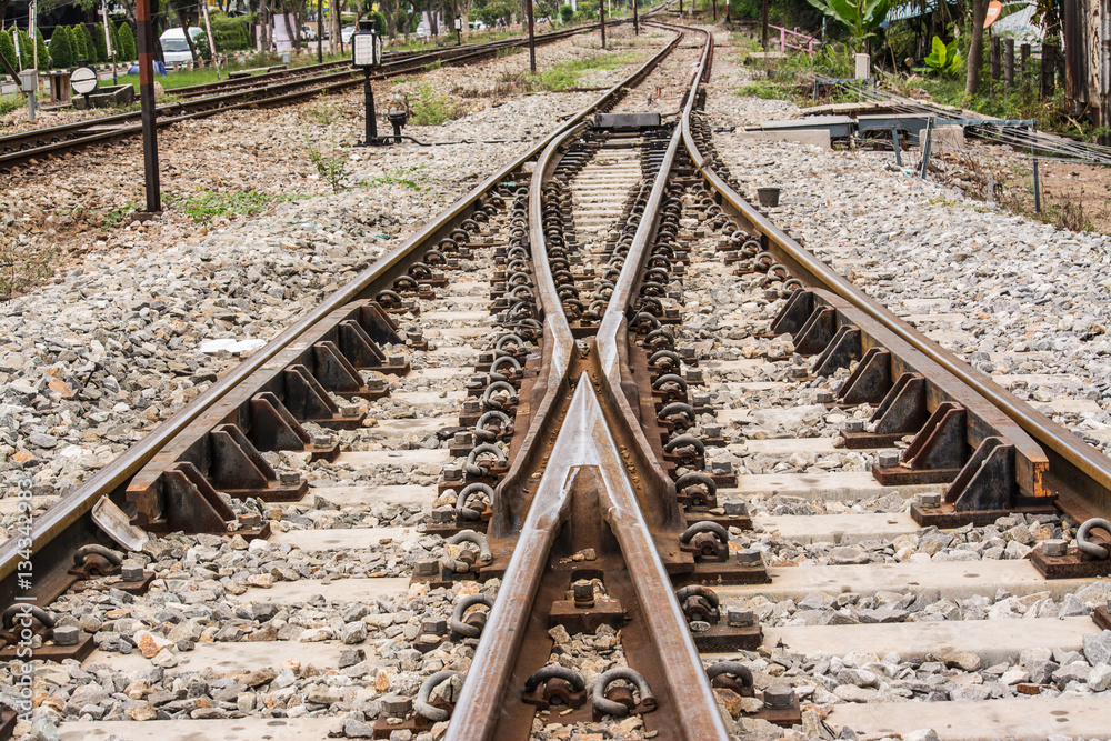 The track on a railway or railroad is the structure consisting of the rails, fasteners, railroad ties and ballast, plus the underlying subgrade. The track on a railway or railroad is the structure consisting of the rails, fasteners, railroad ties and ballast, plus the underlying subgrade.
