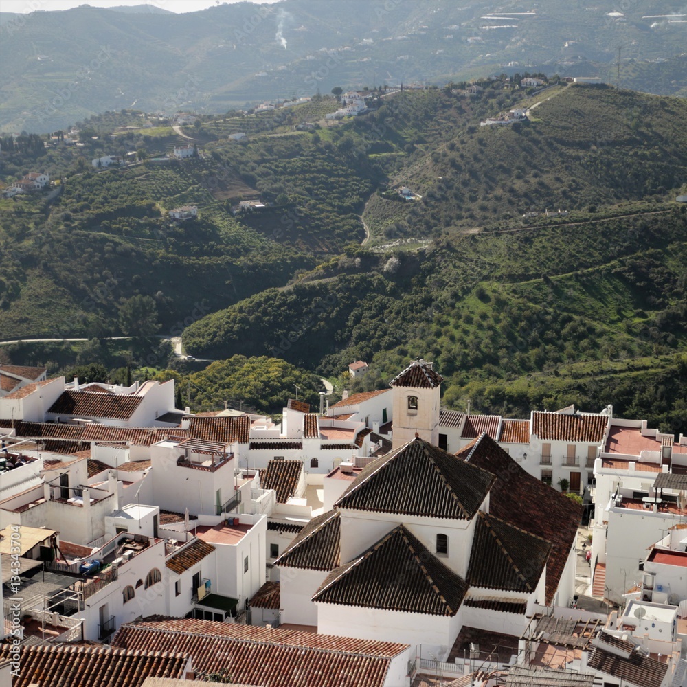 Frigiliana town from hillside view.