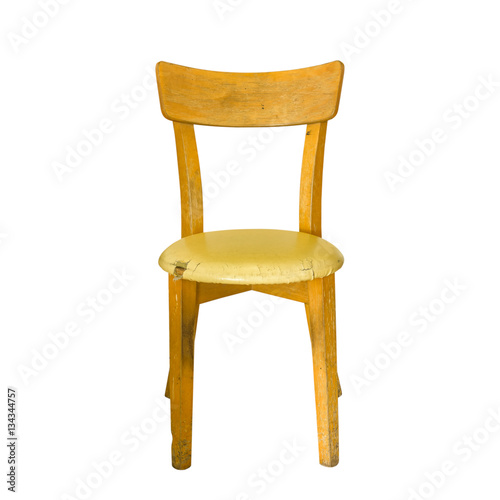 Old wooden chair isolated on white background. This has clipping path.