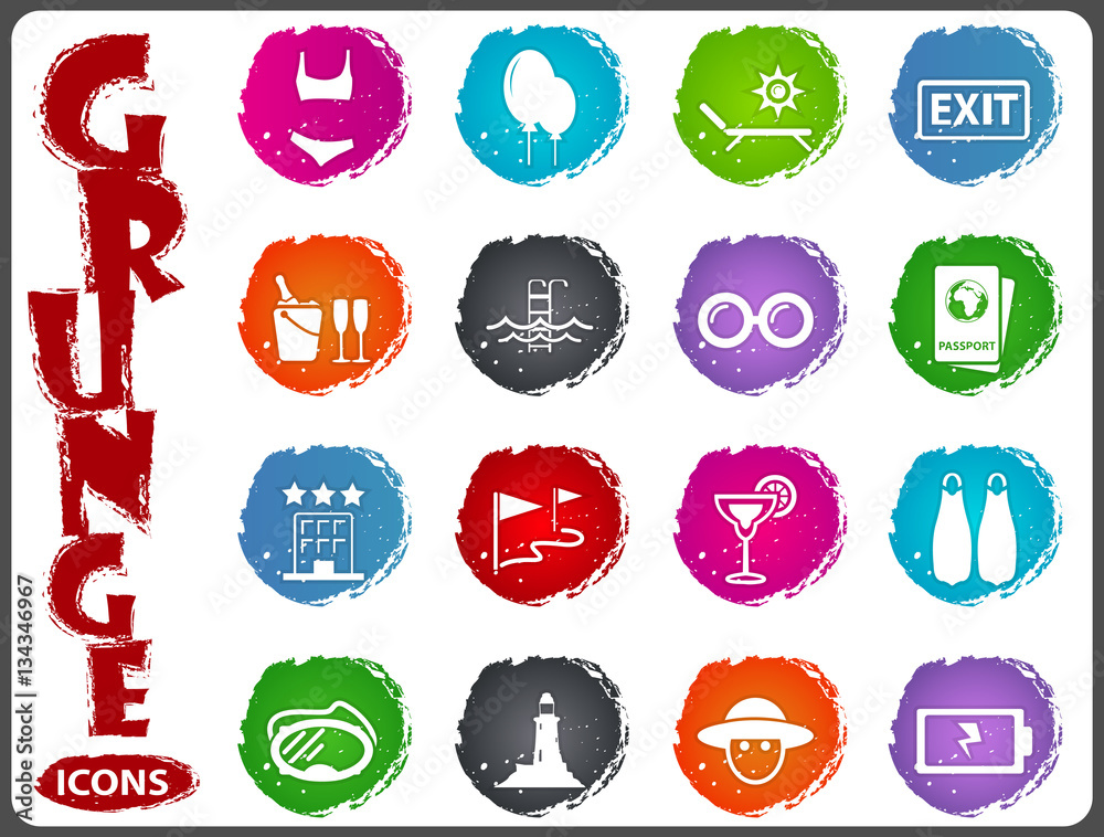 Travel icons set in grunge style Travel icons set in grunge style