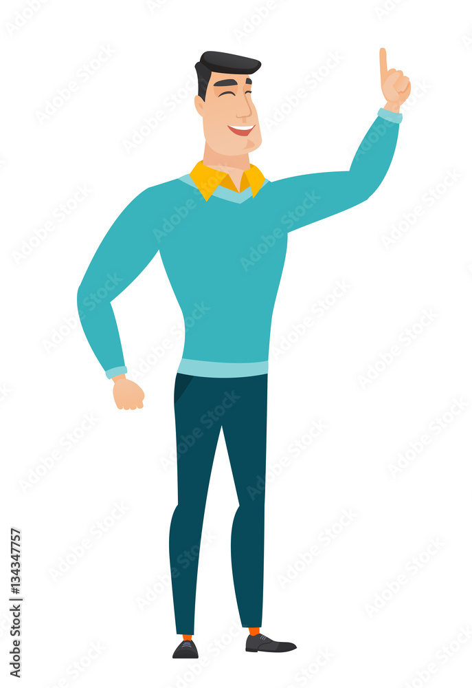 Caucasian businessman pointing with his forefinger Caucasian businessman pointing with his forefinger