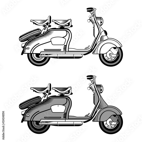 Vector illustration of vintage scooter