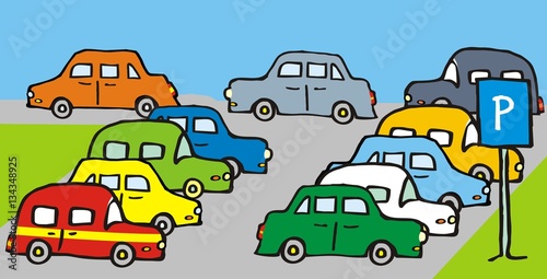 parking, a lot of cars, vector icon