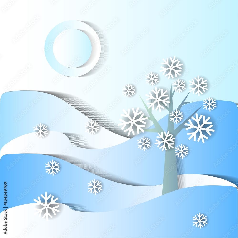 Winter season. vector stylized image
