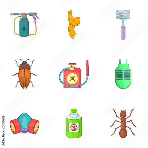No insects icons set, cartoon style