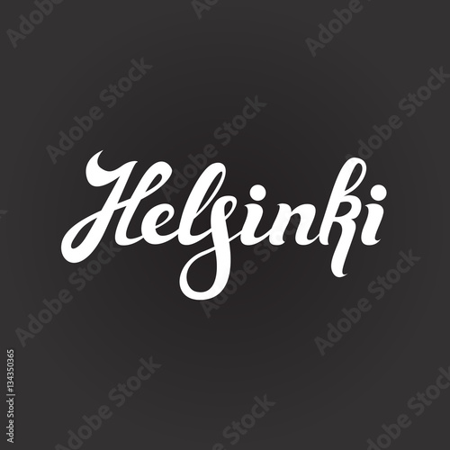handwritten word Helsinki, vector illustration