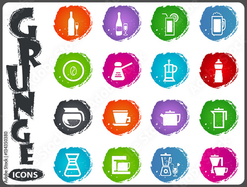 Utensils for the preparation of beverages icons
