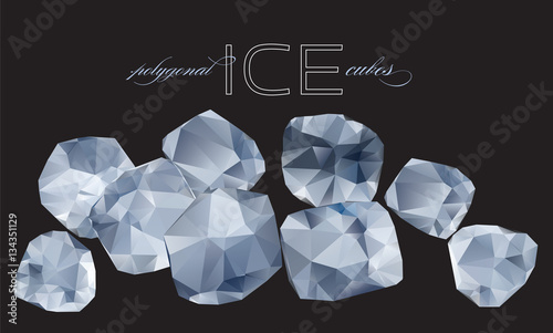 Ice cubes vector polygonal origami style