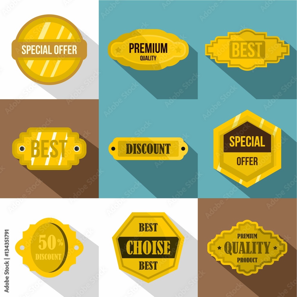 Fototapeta premium Sticker icons set, flat style