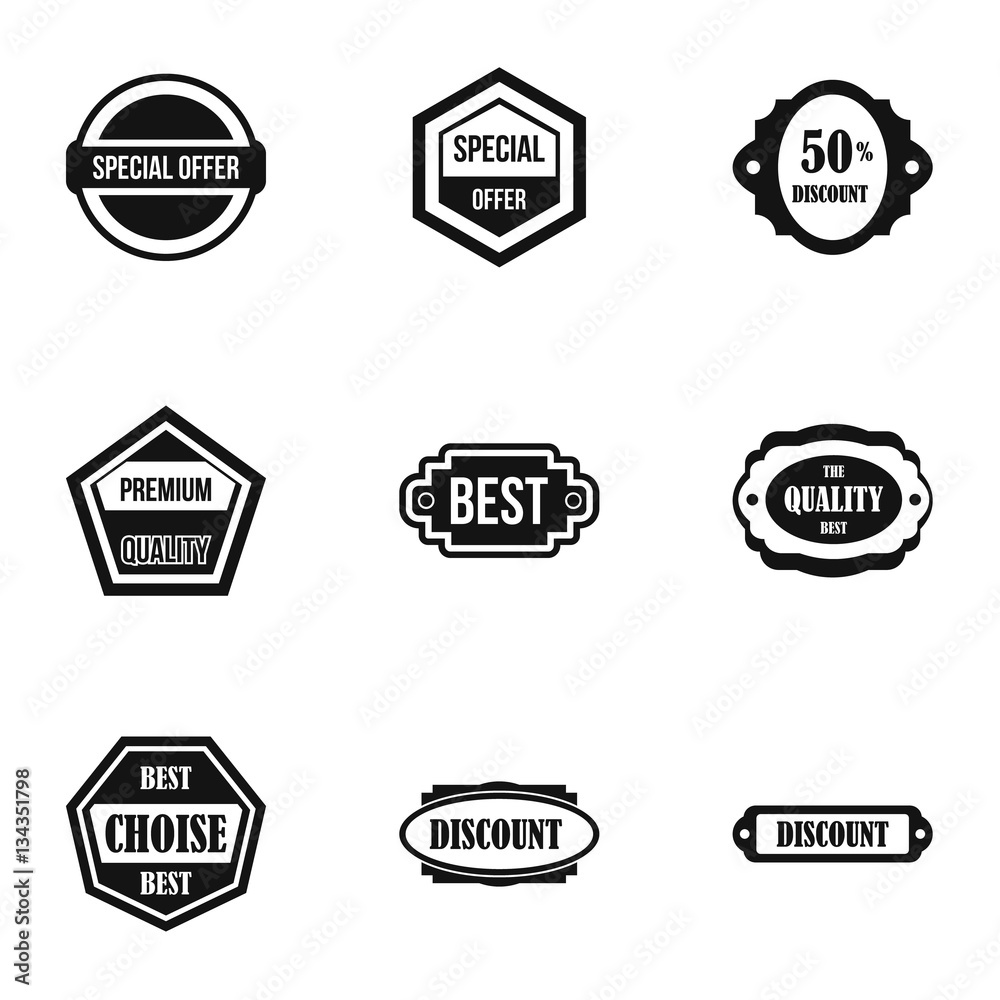 Badge icons set, simple style