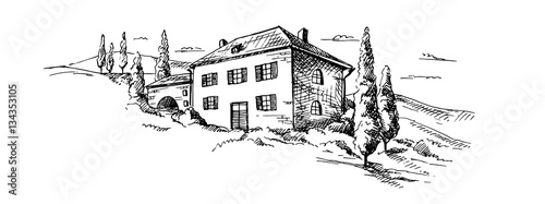 Mountains landscape in graphic style