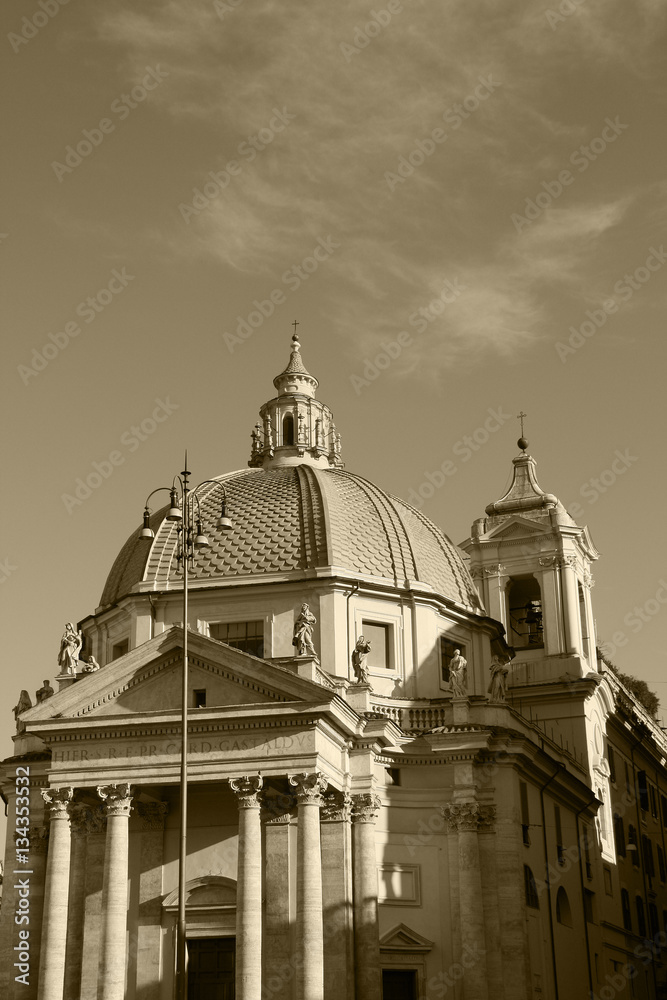 Rome,Italy,Piazza del Popolo,church.
