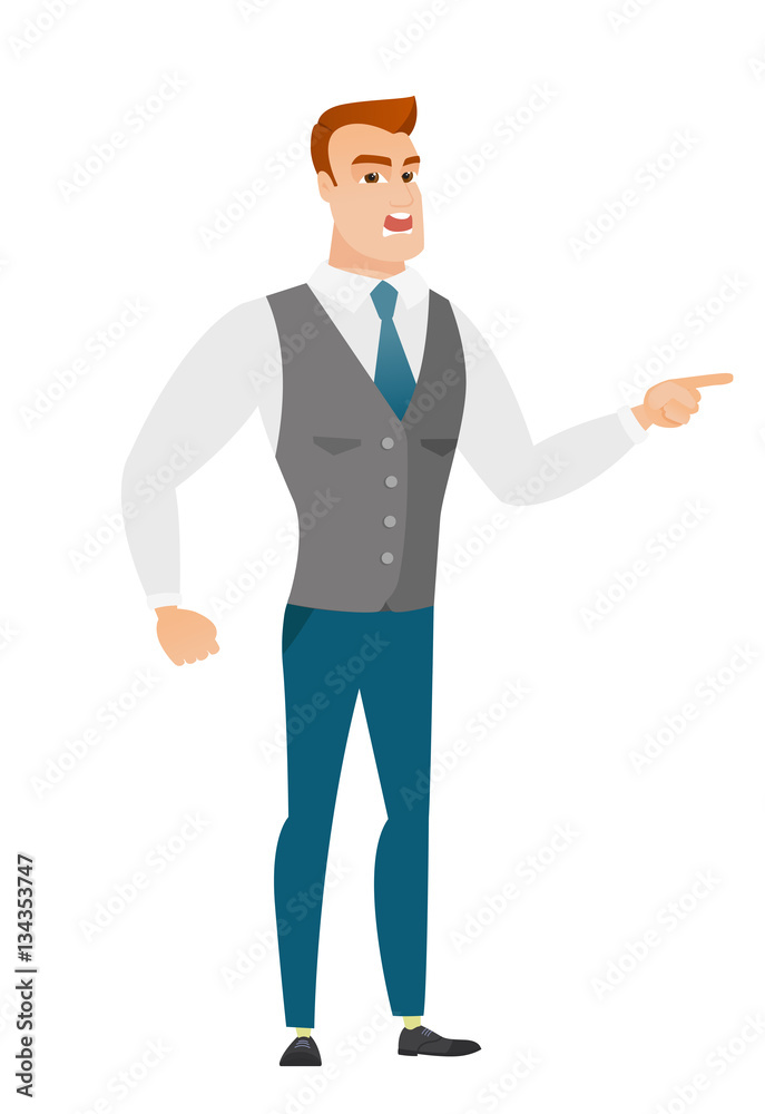 Furious businessman screaming vector illustration.