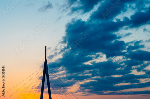 Sunset over the modern bridge in Anaklia, Georgia