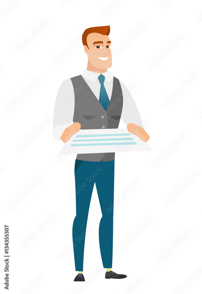 Businessman holding a contract vector illustration