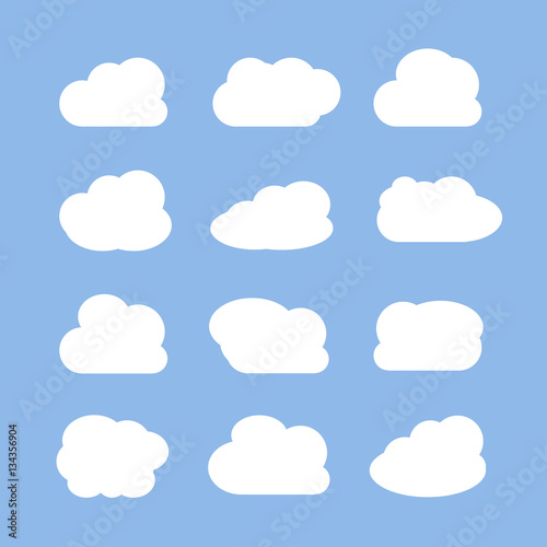 .Clouds icons set on blue background