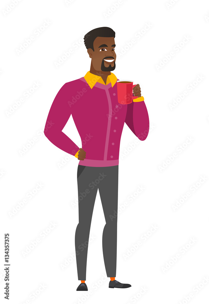 African-american businessman holding cup of coffee African-american businessman holding cup of coffee