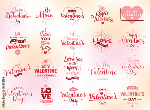 Happy Valentines day typography. Vector design.