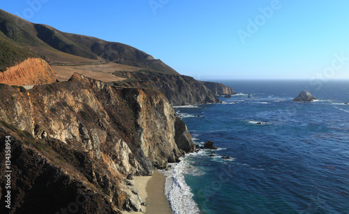 Southward view of State Route 1 on the Big Sur coast of California, just south of the historic Bixby Bridge.