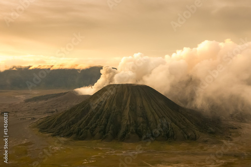Mount Bromo volcano during sunrise in East Java, Indonesia.