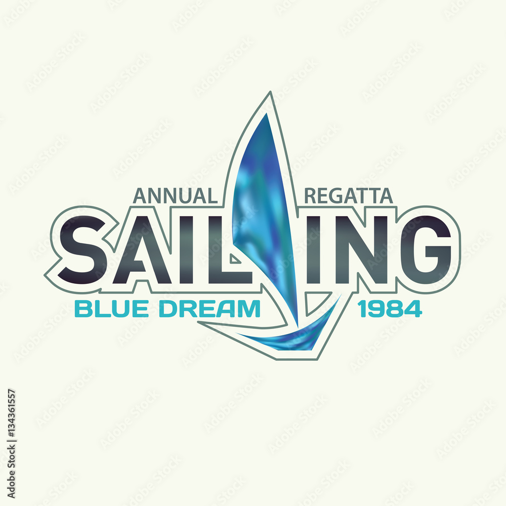 Emblem for sailing regatta with blue sailboat. Vector Emblem for sailing regatta with blue sailboat. Vector