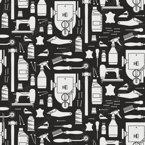 Vector seamless pattern of furrier's tools. For website construction, mobile applications, banners, corporate brochures, layouts