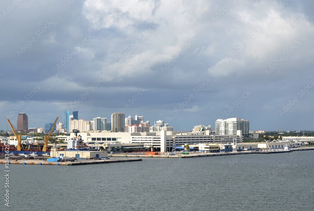 Port Everglades Cruiseport in Fort Lauderdale, Florida seen from the Ocean Port Everglades Cruiseport in Fort Lauderdale, Florida seen from the Ocean