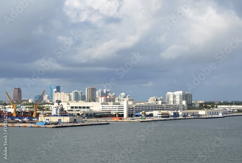 Port Everglades Cruiseport in Fort Lauderdale, Florida seen from the Ocean © skyf
