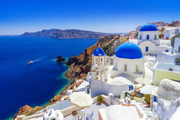 Wandcirkels Santorini Charmant dorpje Oia in Griekenland  © Patryk Kosmider